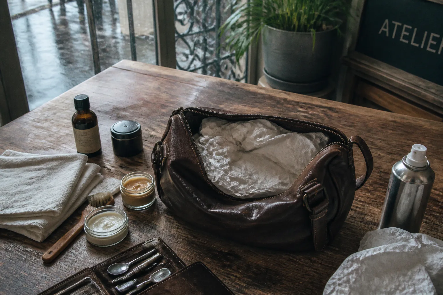 Sac en cuir vintage déformé : l'astuce du rembourrage express