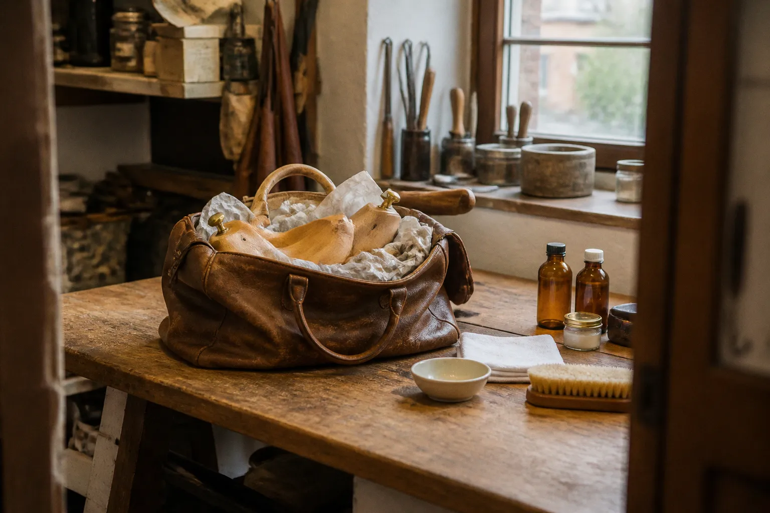 Sac en cuir vintage déformé : les étapes de remise en forme