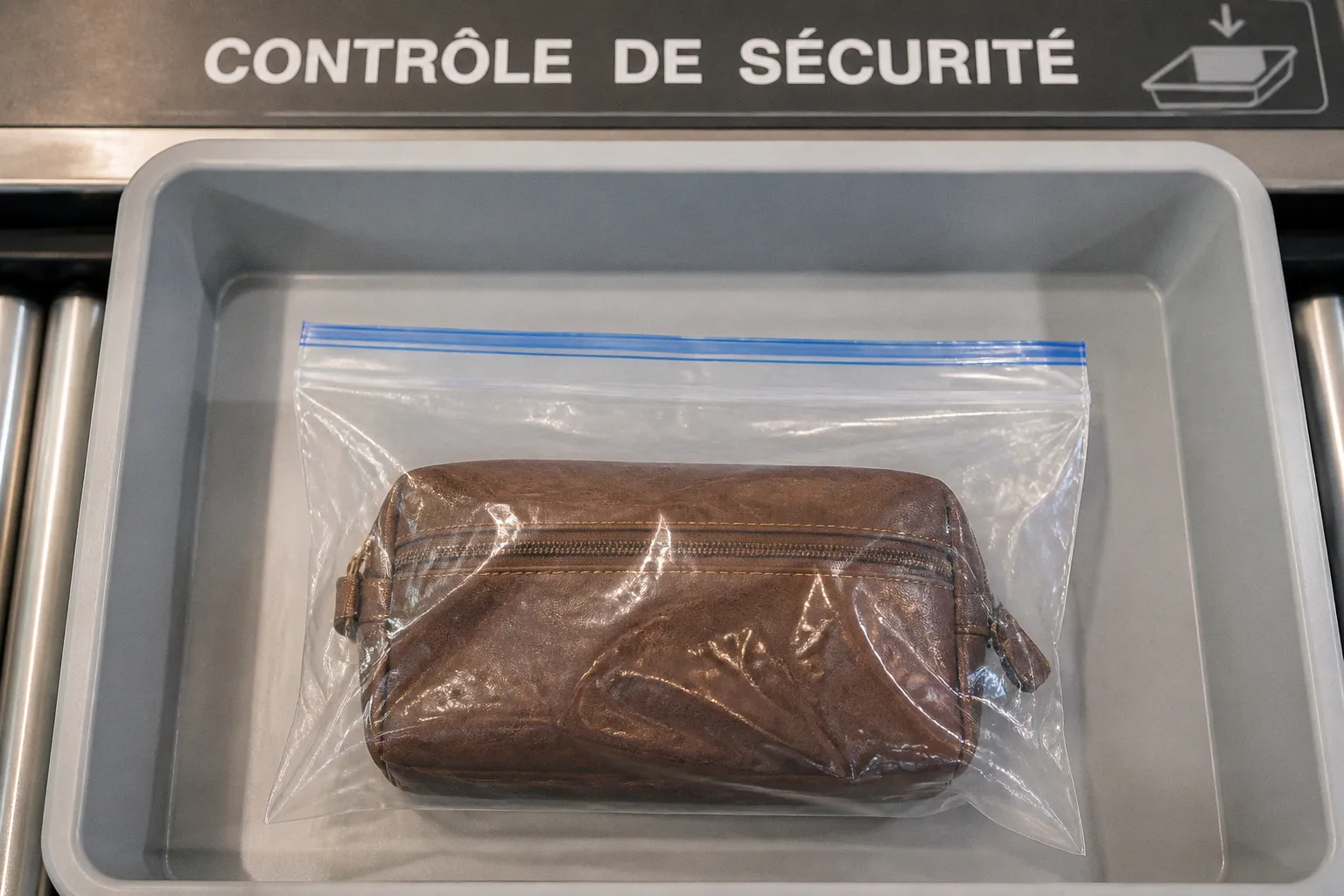 Trousse de toilette en cuir : plan anti-fuite pour l'avion